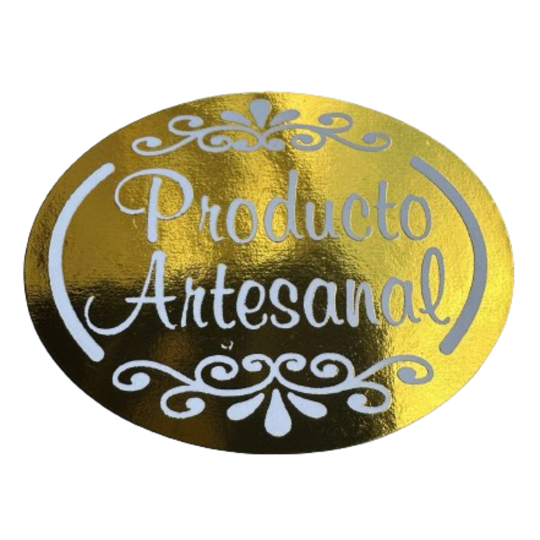 Sticker Producto Artesanal Dorado 100un 38mm 1
