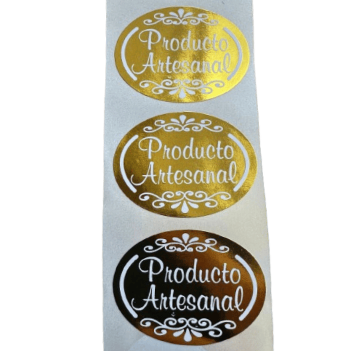 Sticker Producto Artesanal Dorado 100un 38mm 2