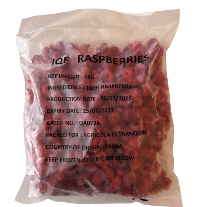 Frambuesas Enteras Congeladas IQF Frutos 100 1kg 1