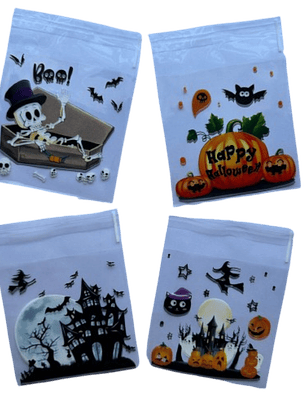 Bolsas Halloween A Celofan Autoadhesivas 100un 10x10+2cm