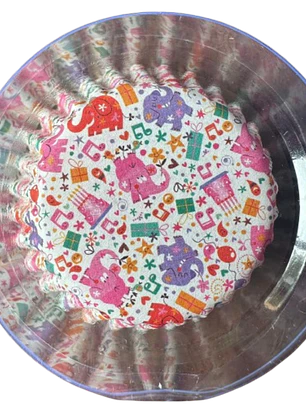 Capsulas Mini Cupcake Diseño G Elefantes 100un E75xIn35mm