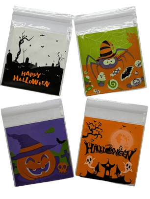 Bolsas Halloween B Celofan Autoadhesivas 100un 10x10+2cm