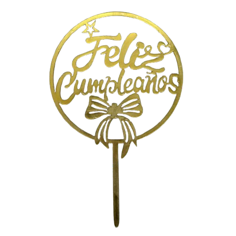 Topper Feliz Cumpleaños 1 Dorado