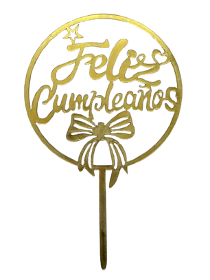 Topper Feliz Cumpleaños 1 Dorado