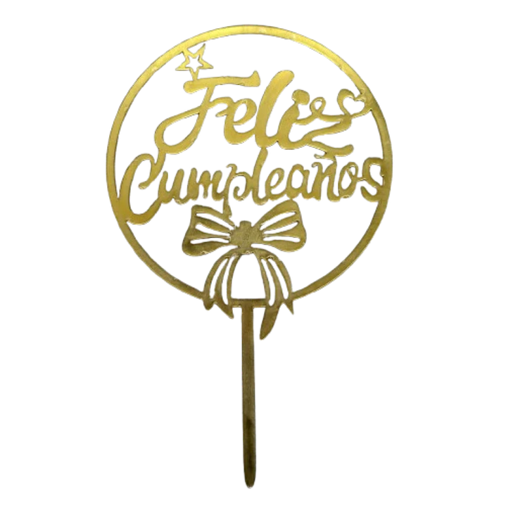 Topper Feliz Cumpleaños 1 Dorado 1