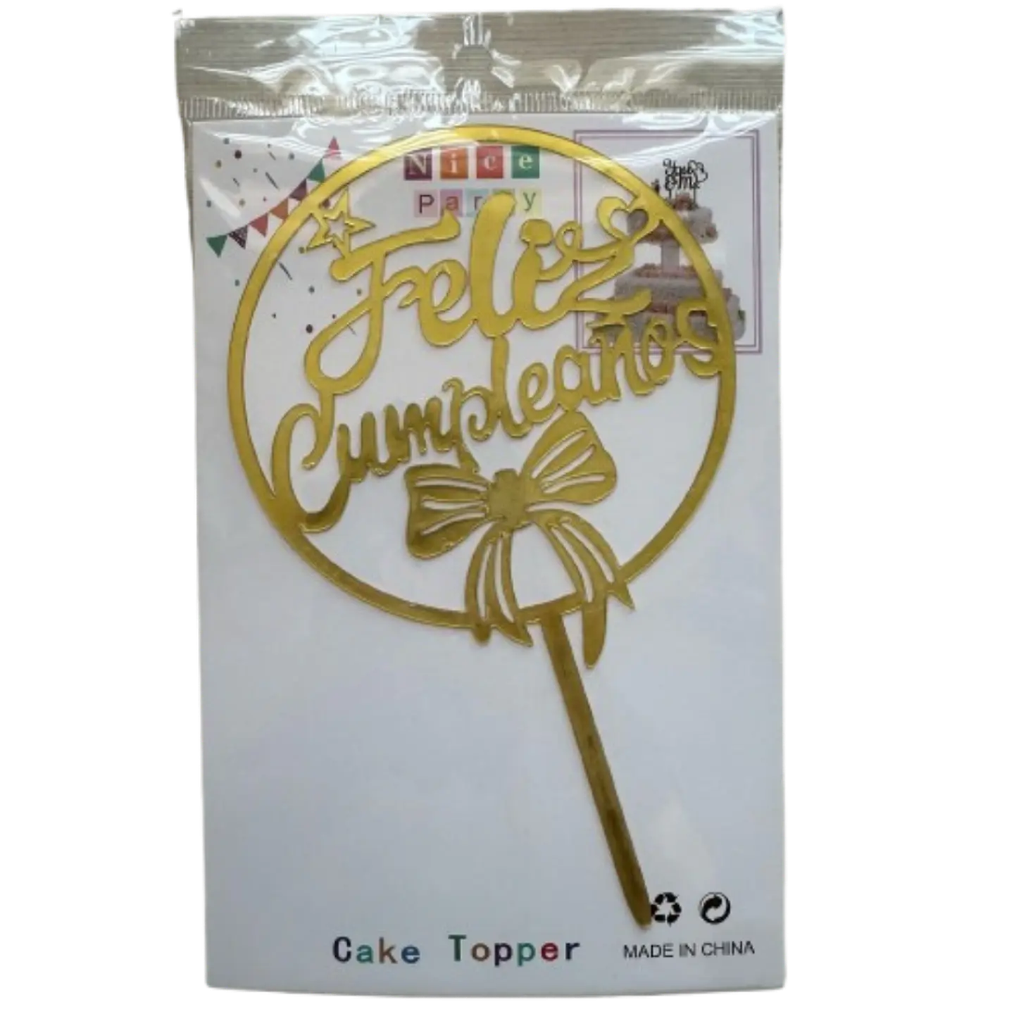 Topper Feliz Cumpleaños 1 Dorado 2