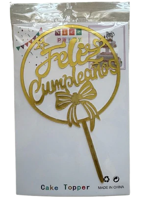 Topper Feliz Cumpleaños 1 Dorado