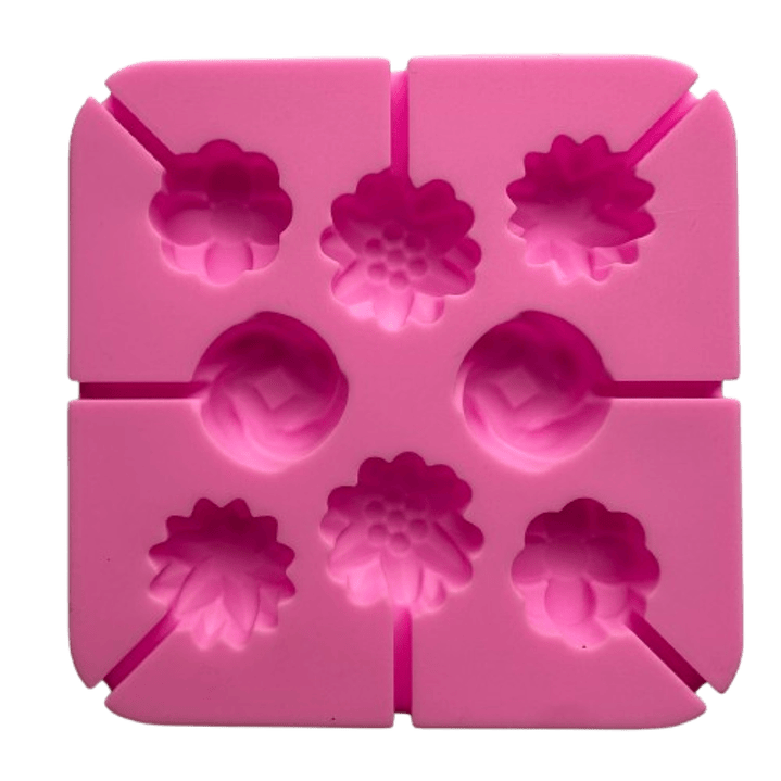Molde Silicona Mini Cake Pop Flores 8 Cavidades 12,7x12,7cm 1