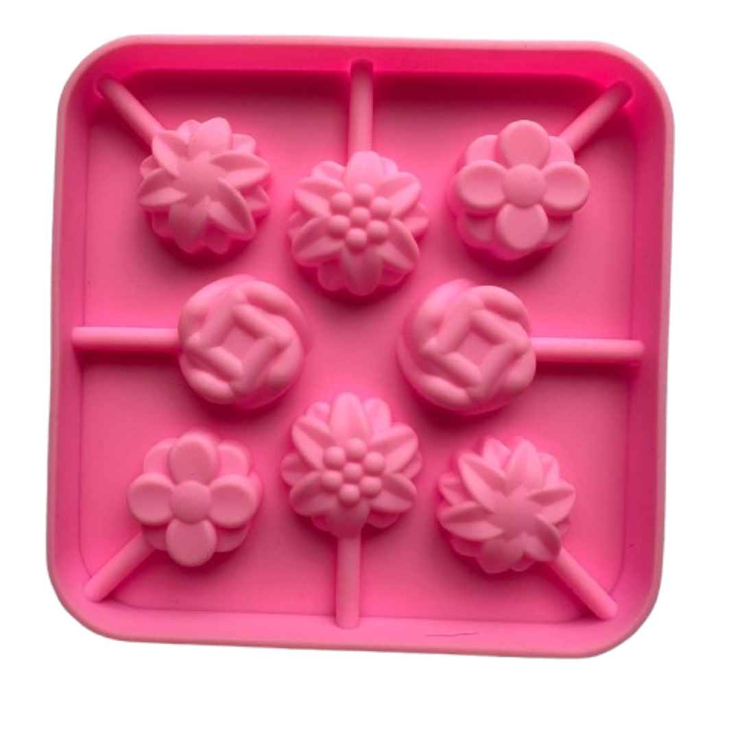 Molde Silicona Mini Cake Pop Flores 8 Cavidades 12,7x12,7cm 2