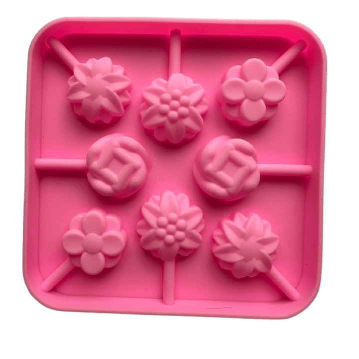 Molde Silicona Mini Cake Pop Flores 8 Cavidades 12,7x12,7cm 2