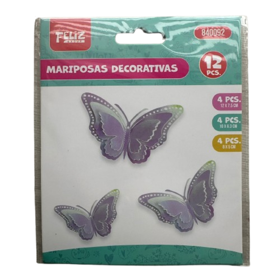 Topper Mariposas Decorativas Purpura Tornasol 12 pcs 2