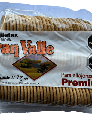 Galletas Tapas De Alfajor Gran Valle Vainilla 100un