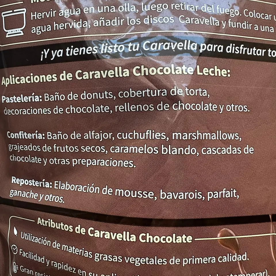 Cobertura Chocolate De Leche Discos Caravella 1kg 3