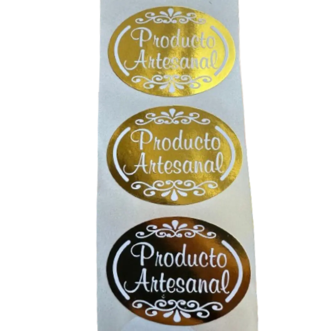 Sticker Producto Artesanal Dorado 100un 38mm 2