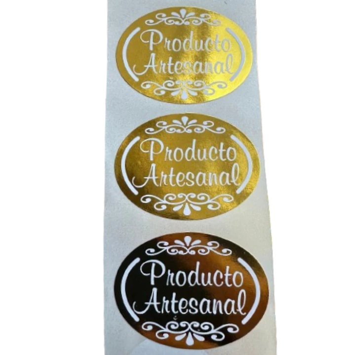 Sticker Producto Artesanal Dorado 100un 38mm 2