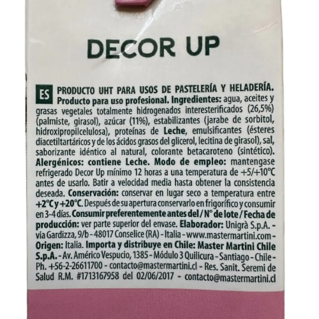 Crema Vegetal Para Batir Decor Up Master Martini 1L 2