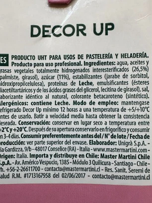 Crema Vegetal Para Batir Decor Up Master Martini 1L