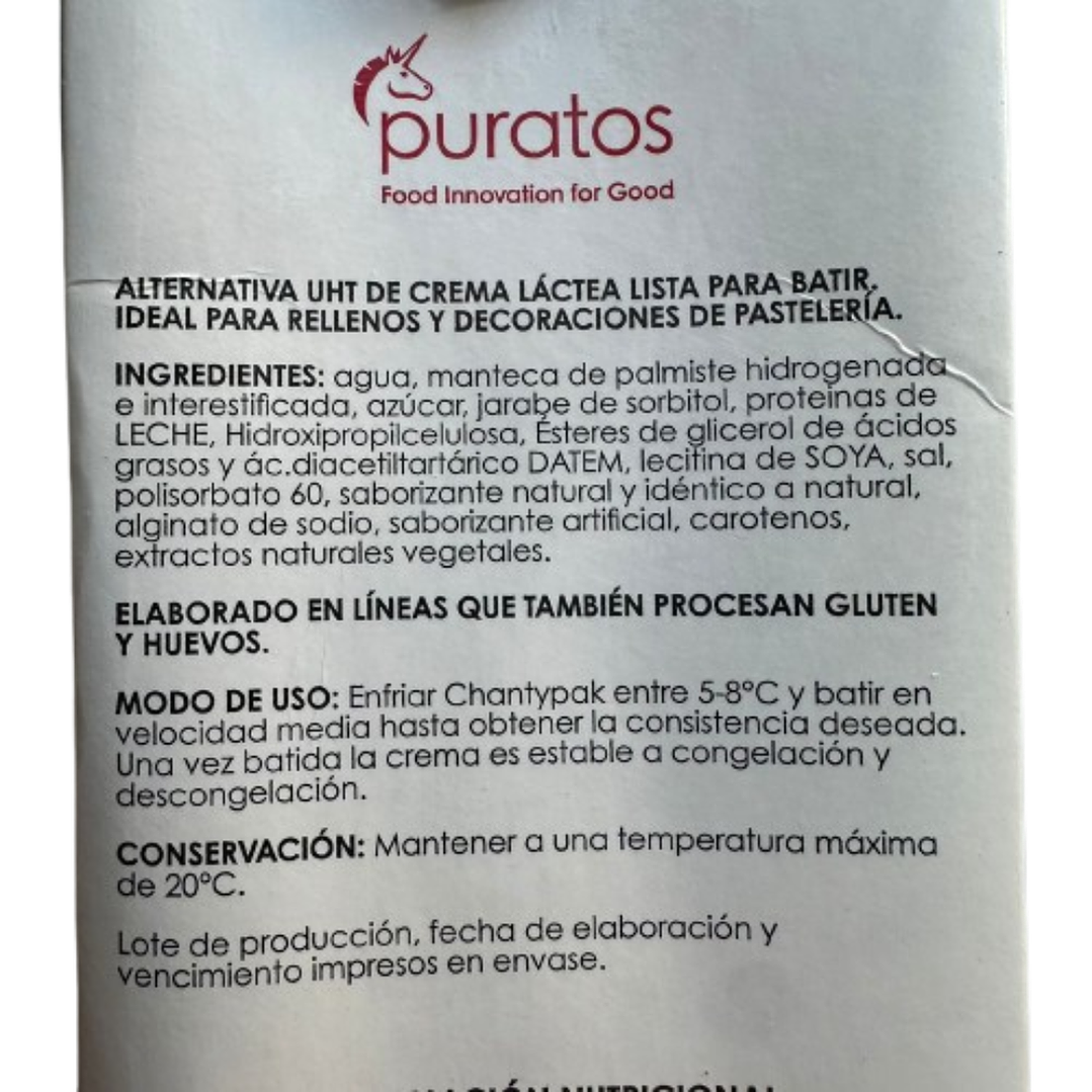 Crema Vegeral Para Batir Chantypak Puratos 1L 2