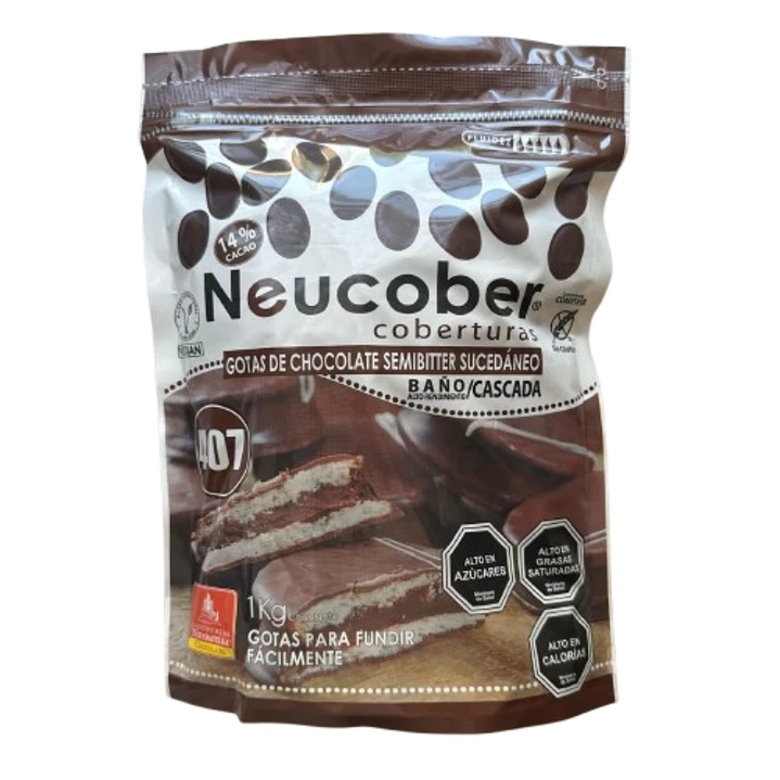 Cobertura Chocolate 407 Semi Amargo Gotas Neucober 1kg 1