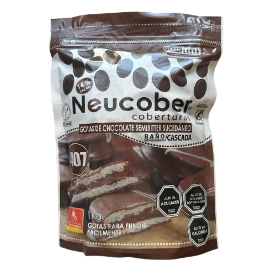 Cobertura Chocolate 407 Semi Amargo Gotas Neucober 1kg 1