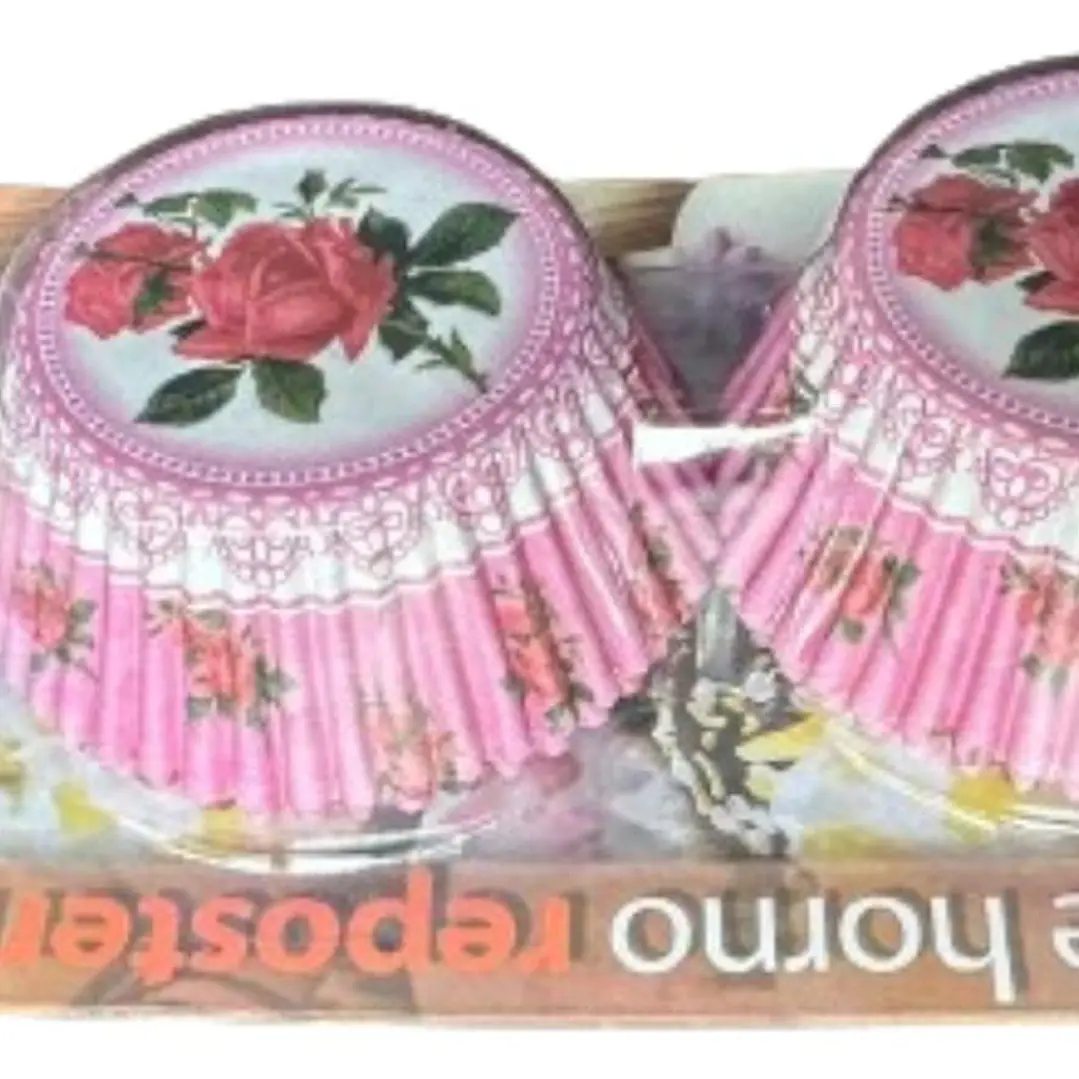 Capsulas Cupcake Diseño F Rosa-Tallo 100un E110xIn52mm 2