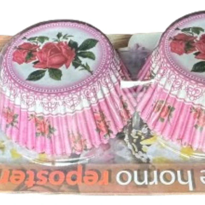Capsulas Cupcake Diseño F Rosa-Tallo 100un E110xIn52mm 2