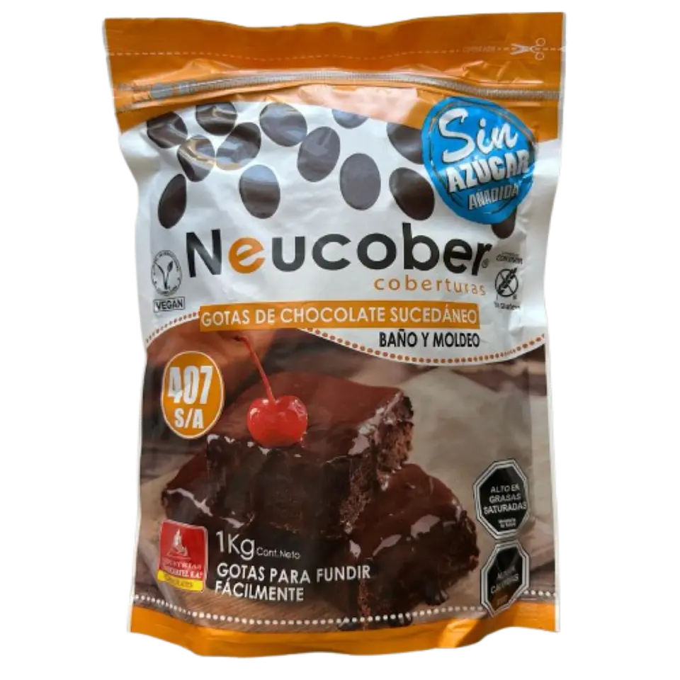 Cobertura Chocolate 407SA Semiamargo Sin Azucar Neucober 1kg 1