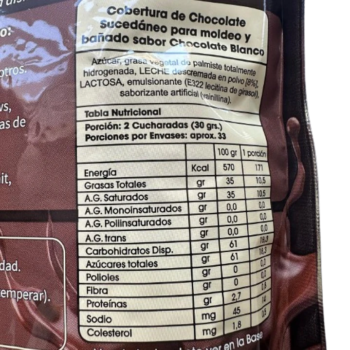 Cobertura Chocolate Blanco Discos Caravella 1kg 2
