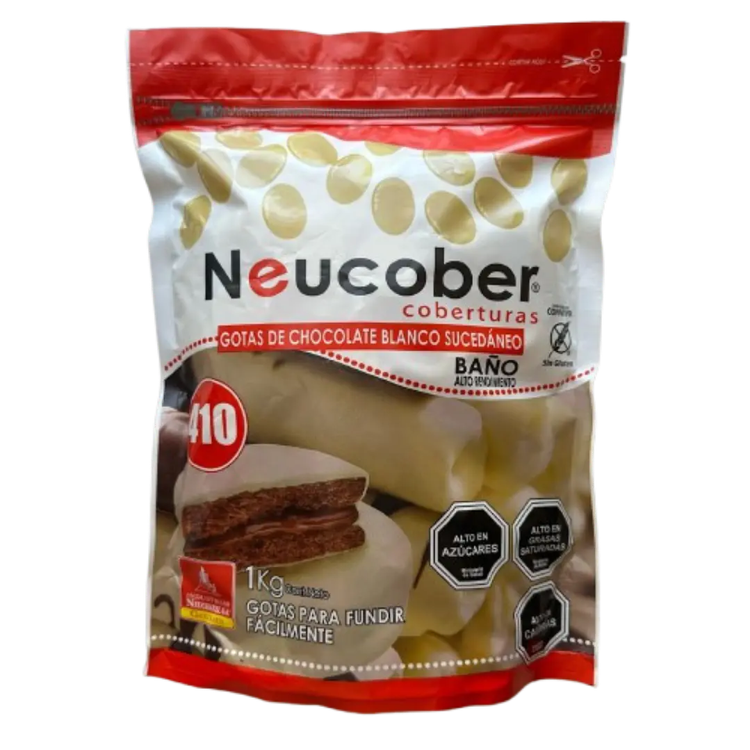 Cobertura Chocolate 410 Blanco Gotas Neucober 1kg 1