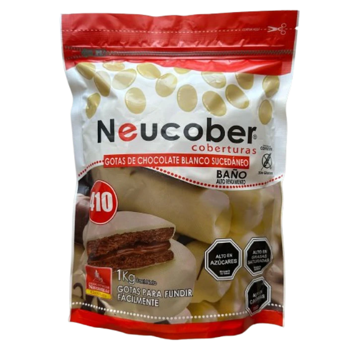 Cobertura Chocolate 410 Blanco Gotas Neucober 1kg 1