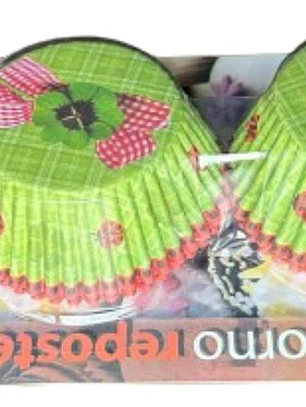 Capsulas Cupcake Diseño I Flor Verde 100un E110xIn52mm