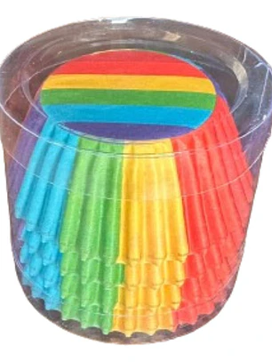 Capsulas Mini Cupcake Diseño B Arcoiris 100un E75xIn35mm