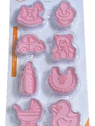 Cortador Galletas Baby Shower Bautizo Estampados 8 pcs