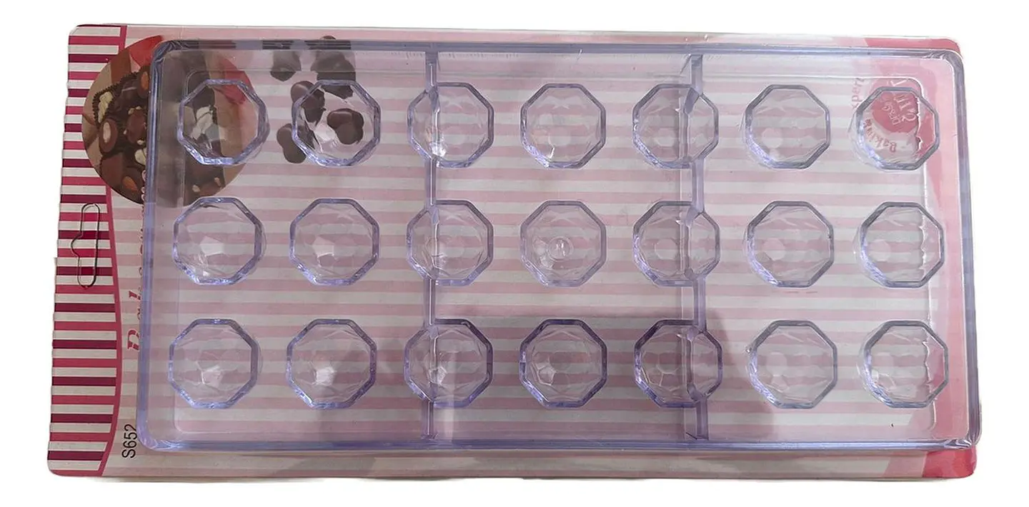 Molde Acrilico Para Chocolate Esfera Cuadriculada 21 Cav 1