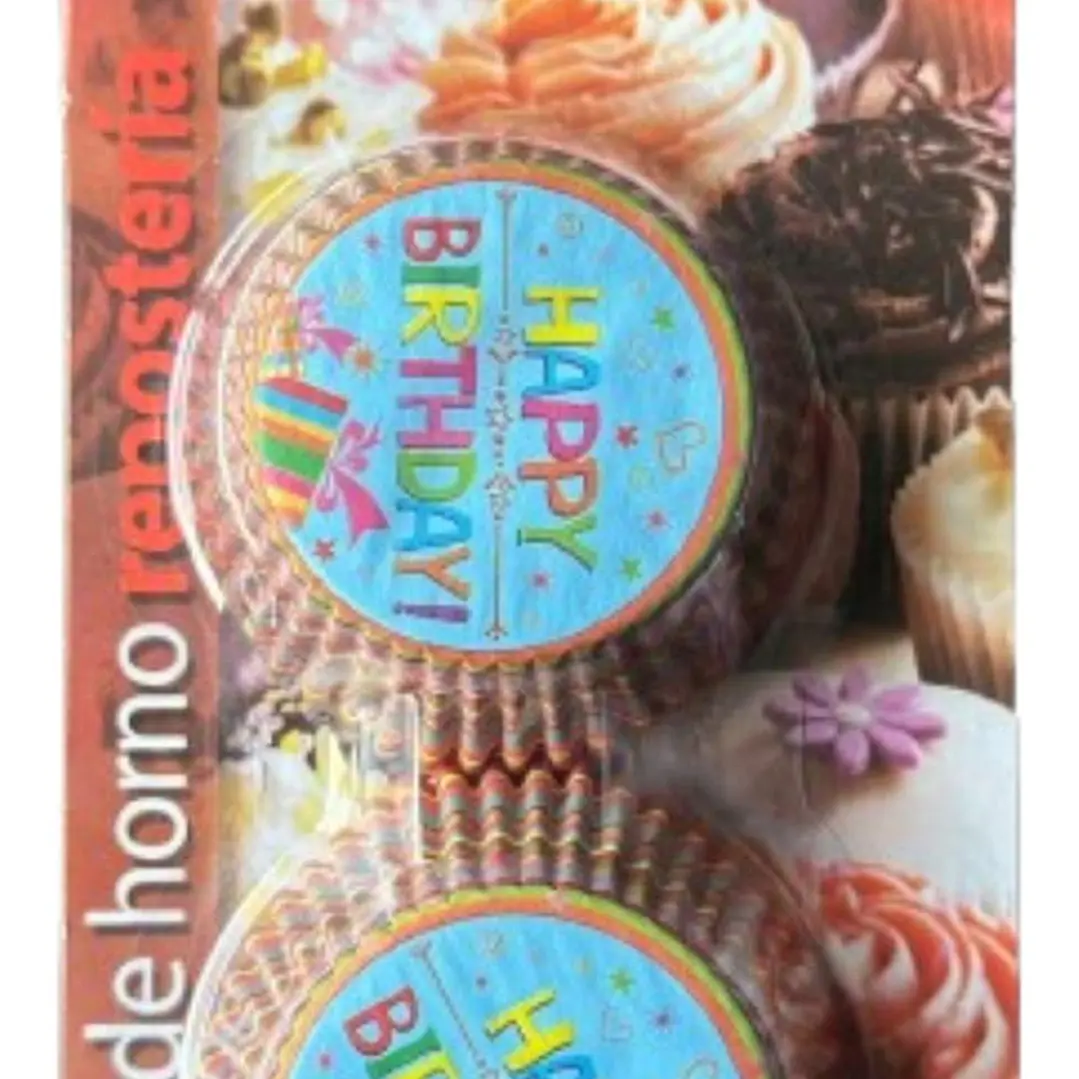 Capsulas Cupcake Diseño D Happy Bday 100un E110xIn52mm 1