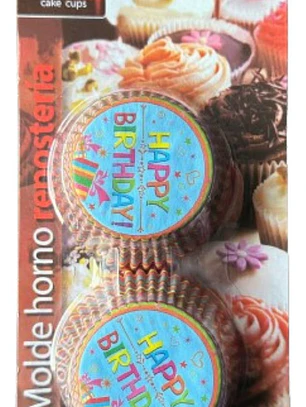 Capsulas Cupcake Diseño D Happy Bday 100un E110xIn52mm