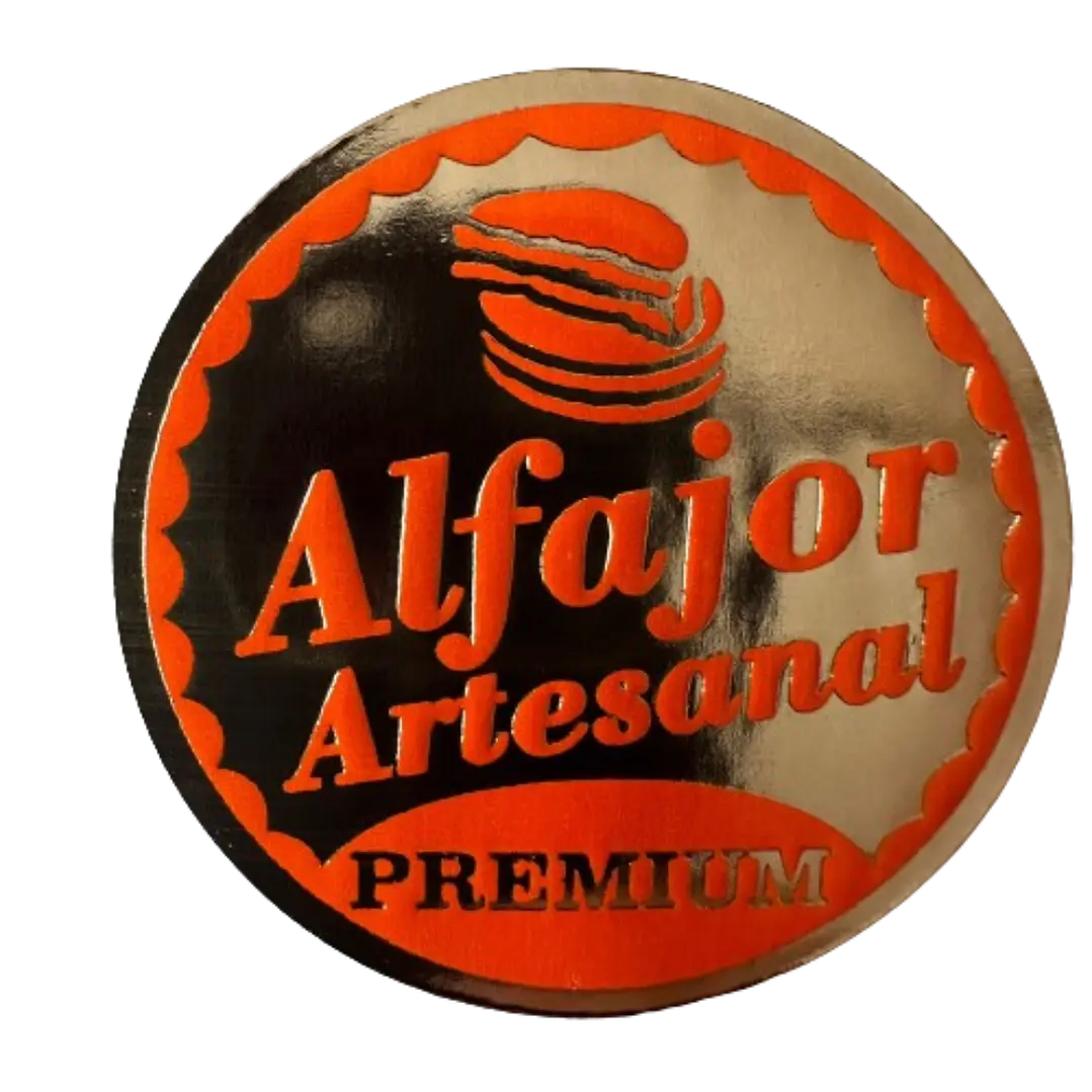 Sticker Alfajor Dorado Naranjo 100un 38mm 1