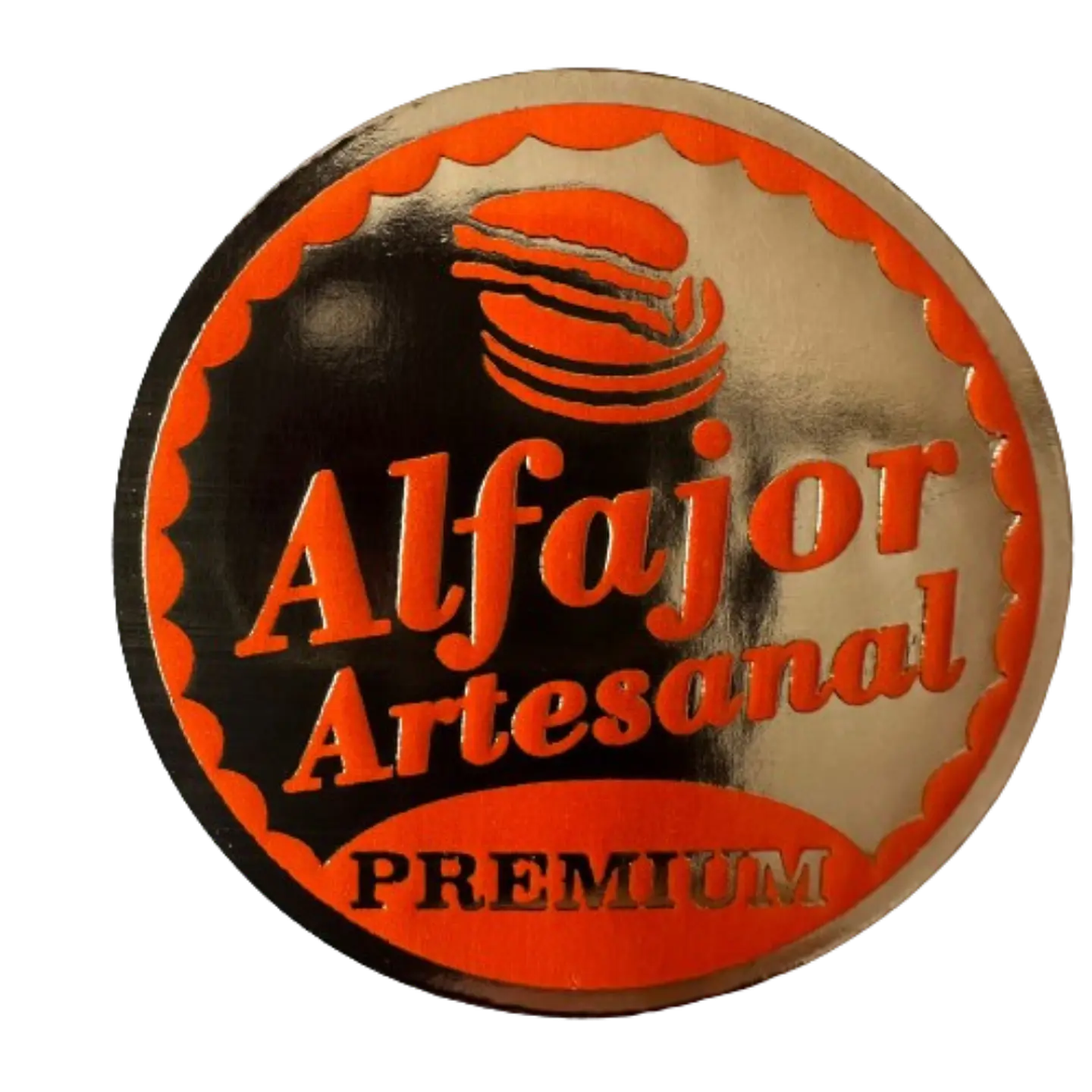 Sticker Alfajor Dorado Naranjo 100un 38mm 1