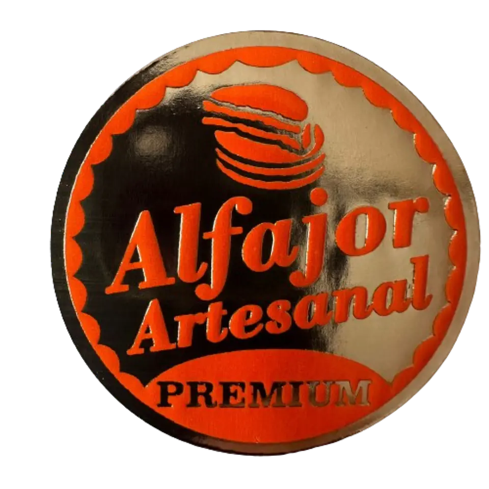 Sticker Alfajor Dorado Naranjo 100un 38mm 1