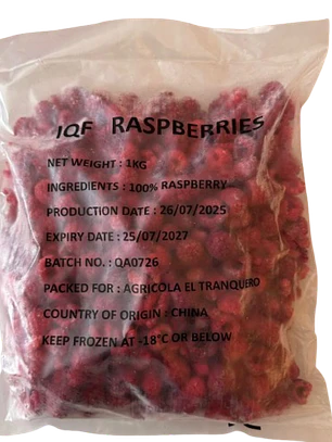 Frambuesas Enteras Congeladas IQF Frutos 100 1kg