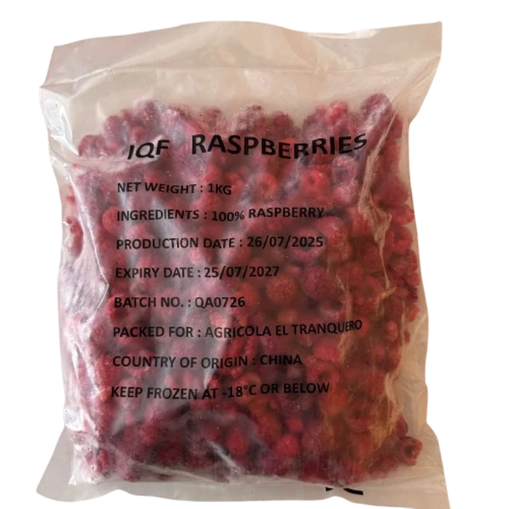 Frambuesas Enteras Congeladas IQF Frutos 100 1kg 1