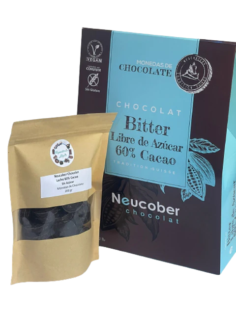 Chocolate 60% Cacao Amargo Sin Azucar Monedas Neucober 200g