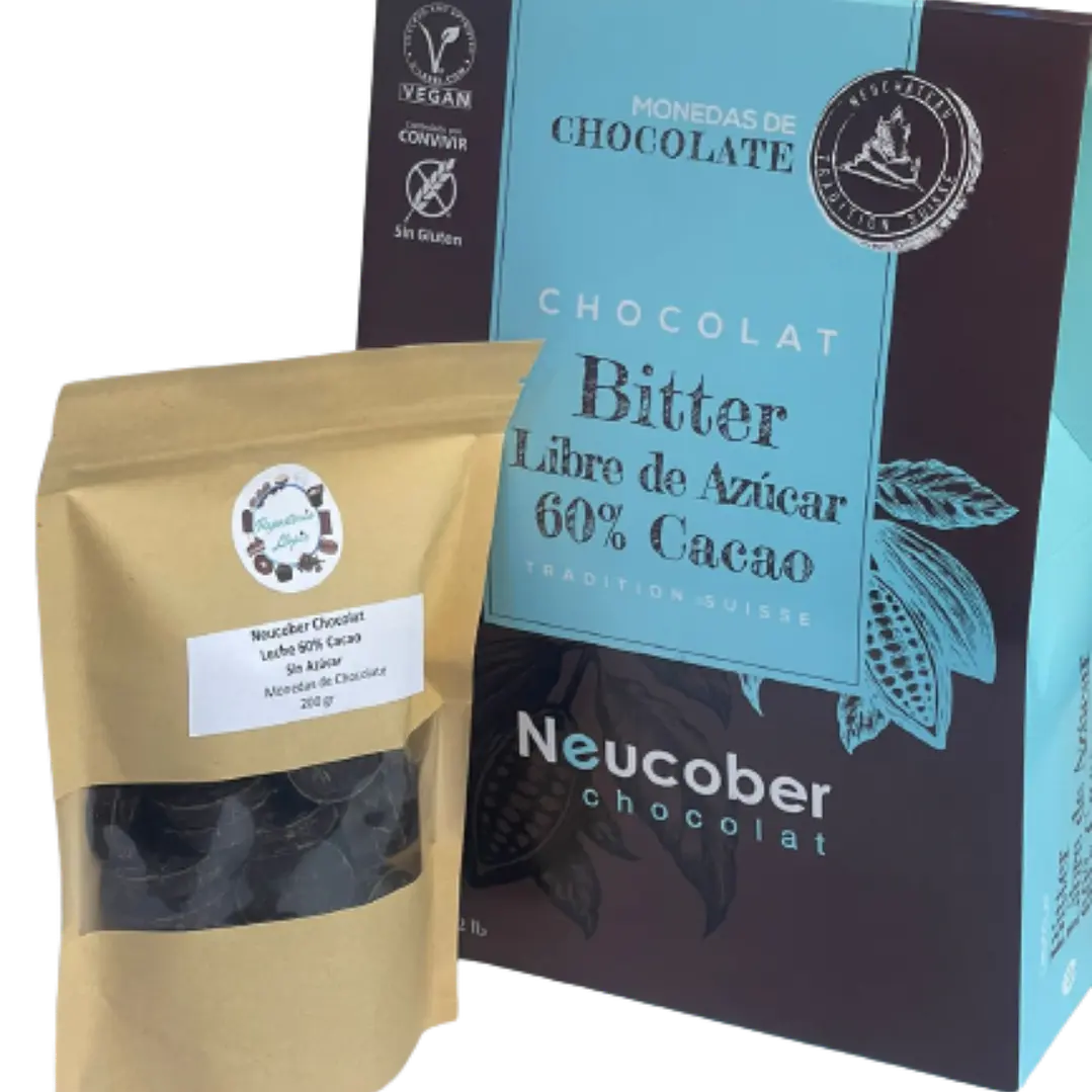 Chocolate 60% Cacao Amargo Sin Azucar Monedas Neucober 200g 1