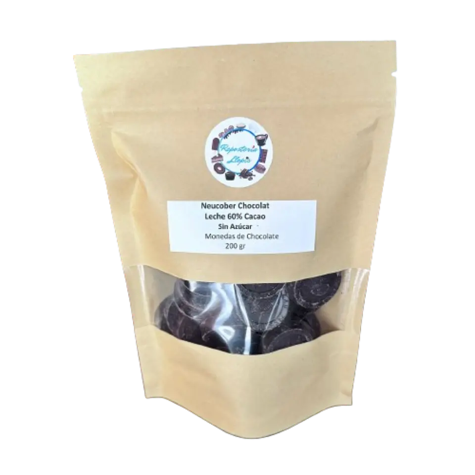 Chocolate 60% Cacao Amargo Sin Azucar Monedas Neucober 200g 2
