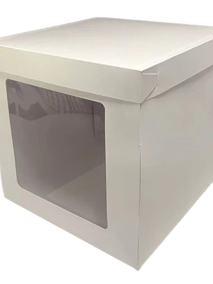 Caja Mini Torta Cubo Con Ventana Cartulina Blanca 15x15x15cm