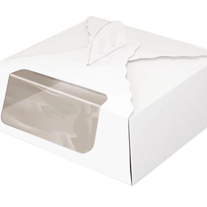 Caja Torta Mediana Ventana Lat Cartulina Cuadrada 35x12cm 1