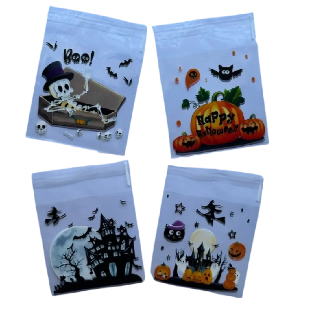 Bolsas Halloween A Celofan Autoadhesivas 100un 10x10+2cm 1