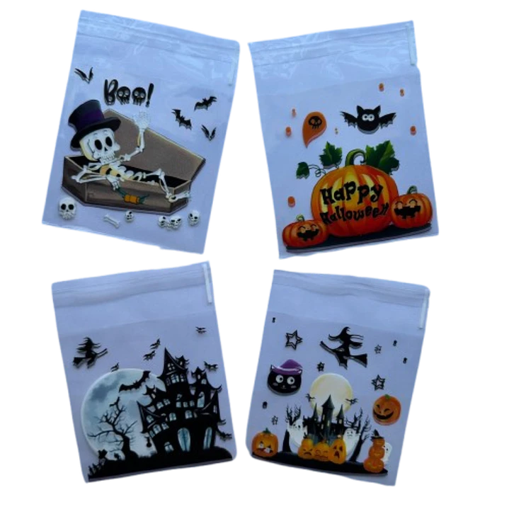 Bolsas Halloween A Celofan Autoadhesivas 100un 10x10+2cm 1