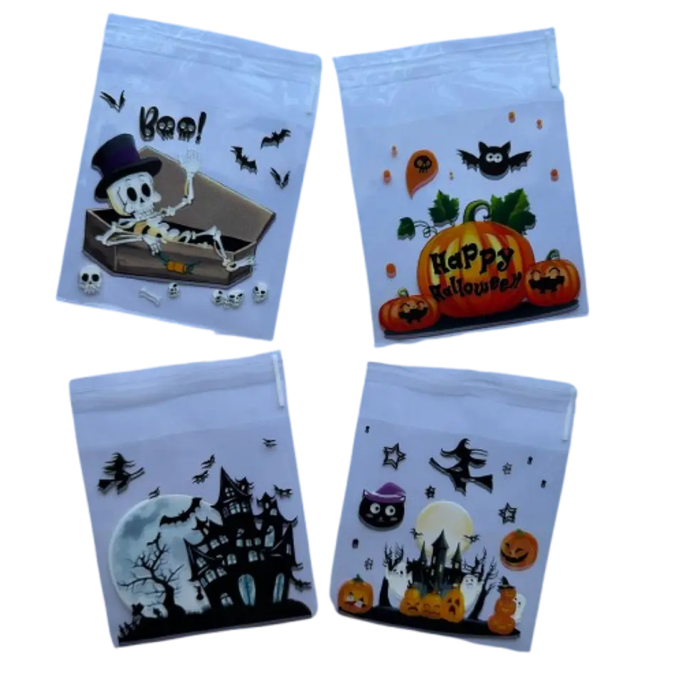 Bolsas Halloween A Celofan Autoadhesivas 100un 10x10+2cm 1