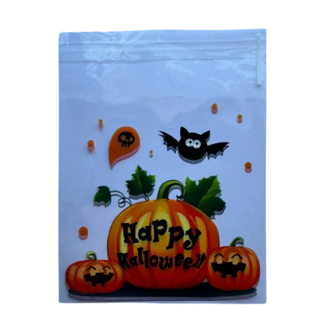 Bolsas Halloween A Celofan Autoadhesivas 100un 10x10+2cm 4